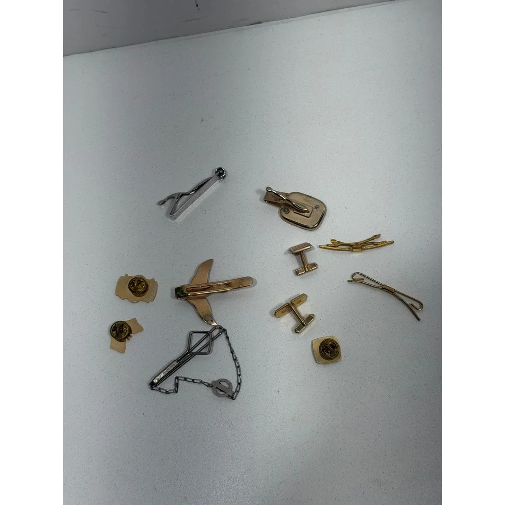 Vintage Mens Jewelry Lot Swank Tie Clips Cufflinks Lapel Pins Irish‎ Duck Train